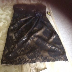 Strapless black / tan lace dress -new with tag