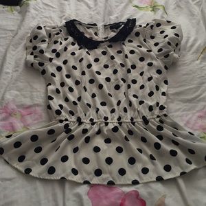 Black and white polka dot top