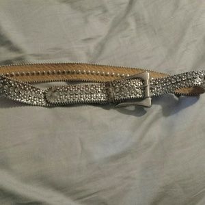 Silver snake skin belt with rhinestones and studs