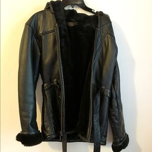 Wilsons Leather Womens Belted Leather Hipster Coat