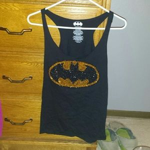 Racer back black  batman tank sparkle logo
