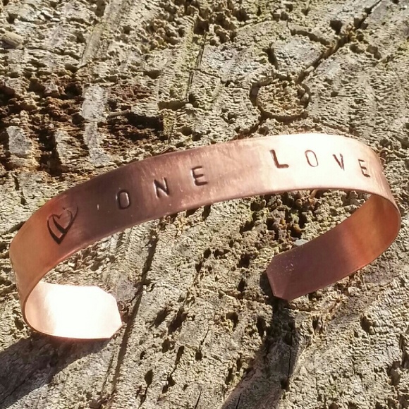 One Love handcrafted copper cuff bracelet