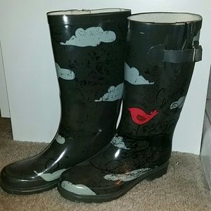 Gray rain boots