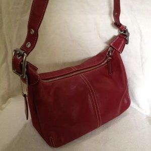Authentic Coach Red Leather Hobo Bag 9564