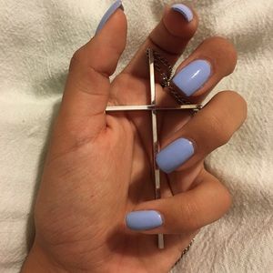 Long chic silver cross necklace