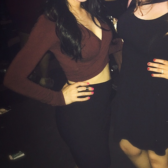 A&F Maroon Crisscross Crop Top