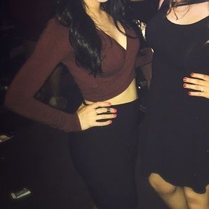 A&F Maroon Crisscross Crop Top
