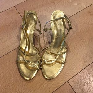 Sold!  Gold sandal shoes. Like New!