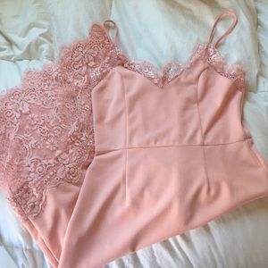 Missguided Pink Lace Midi Dress