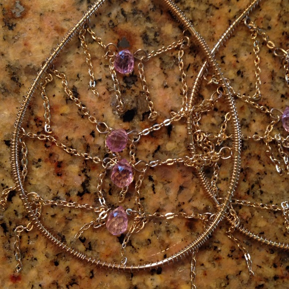 Teardrop Chain Gold Wire Dangle Earrings - Picture 2 of 2