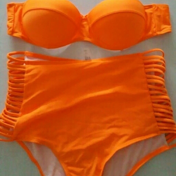 Vintage High Waist Bikini Set Conservative Swimsui - Picture 3 of 4