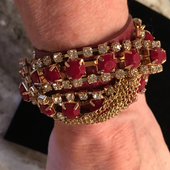 Red rhinestone cuff