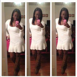 White sweater dress