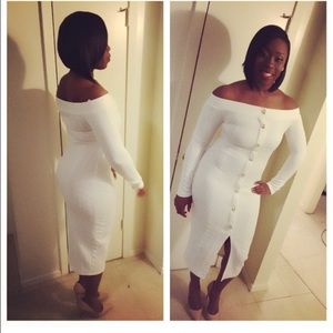 White off the shoulder midi dress