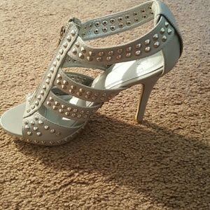 Light grey studded heels