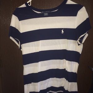Navy and white strip polo shirt