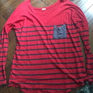 Red Anthropologie striped long sleeve
