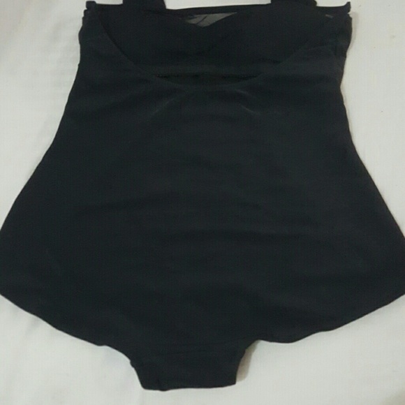 Black Mesh Patchwork Sweetheart Neck One Piece - Picture 2 of 4