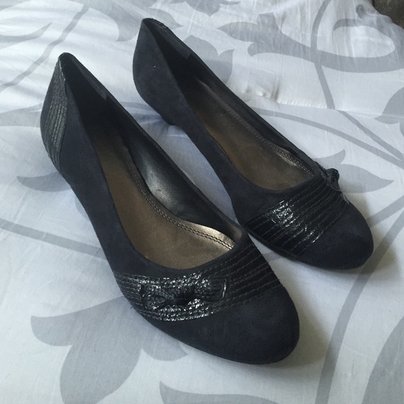 Navy suede flats