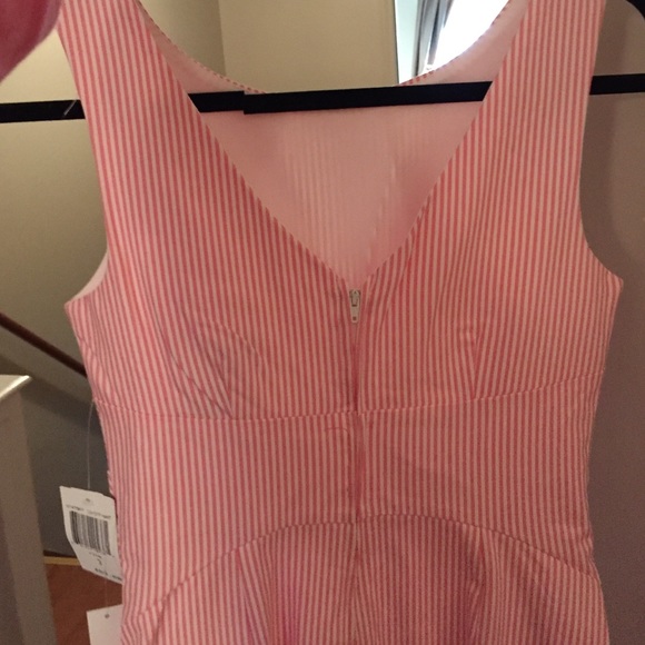 Pink and white stripe shift cocktail dress - Picture 2 of 4