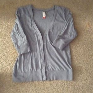 Gray cardigan.