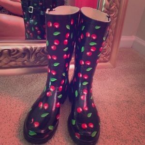 Cherry rain boots
