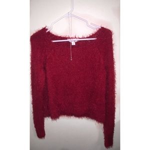 Fuzzy vibrant red sweater