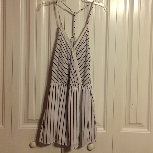 Black and white striped romper