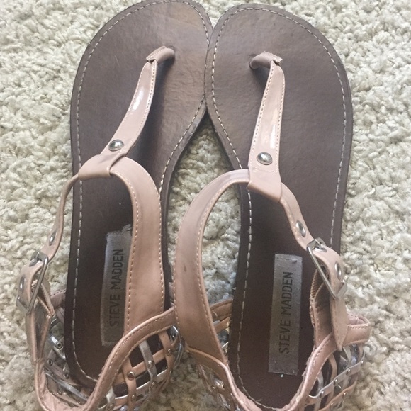 Nude and silver sandals