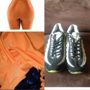 One piece jumpsuit orange color and Nike air max