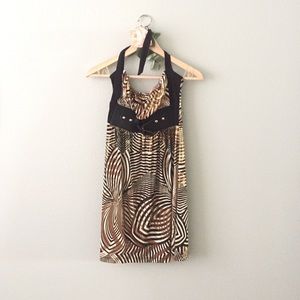 Black & gold halter dress