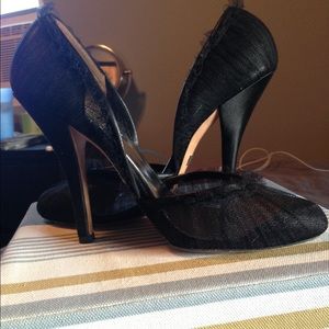 Badgley Mischka black tulle heels