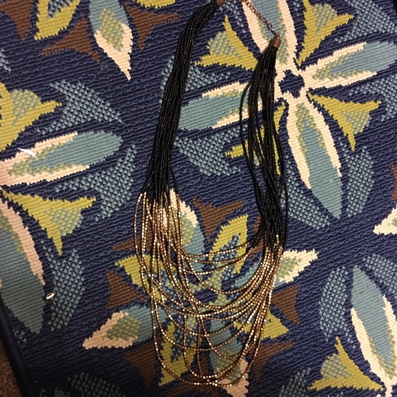 Black & Gold multi-strand beaded necklace