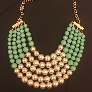 Turquoise & Pearl multistrand beaded necklace