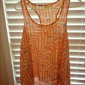 Trapeze orange and white pattern top medium