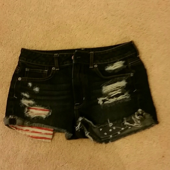 AE American flag jean shorts