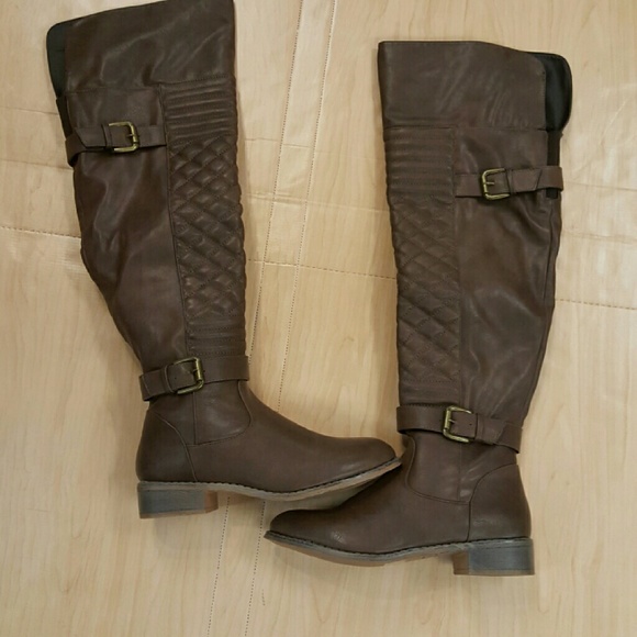 Knee high faux leather boots