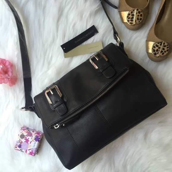 B. Makowsky Soft Leather Black Crossbody