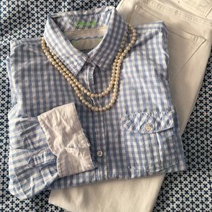 AE Blue & White Gingham Button Down