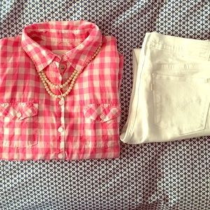 Pink & White Gingham button down | H&M