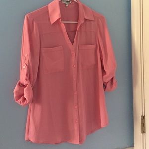 Pink button down shirt