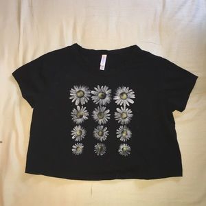 Black flower crop top