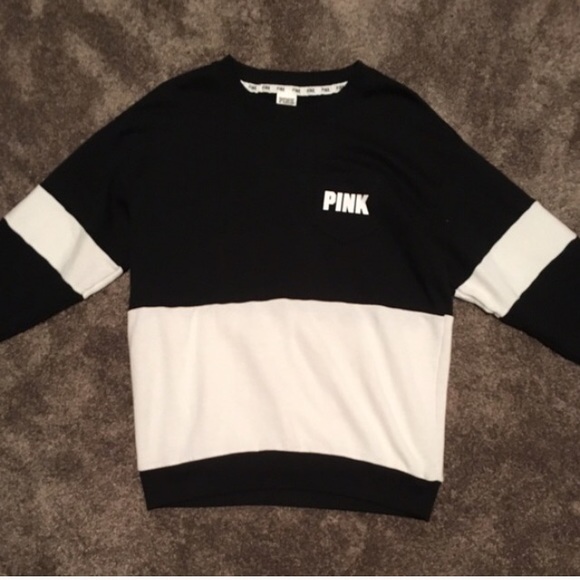 PINK black and white crew sweatshirt