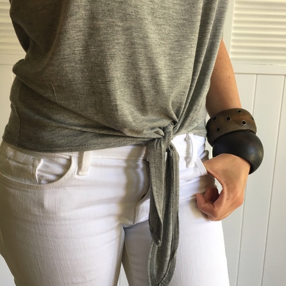 SOLD▪️Heather Grey Front Tie Top - Picture 2 of 4