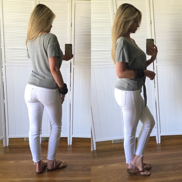 SOLD▪️Heather Grey Front Tie Top - Picture 3 of 4