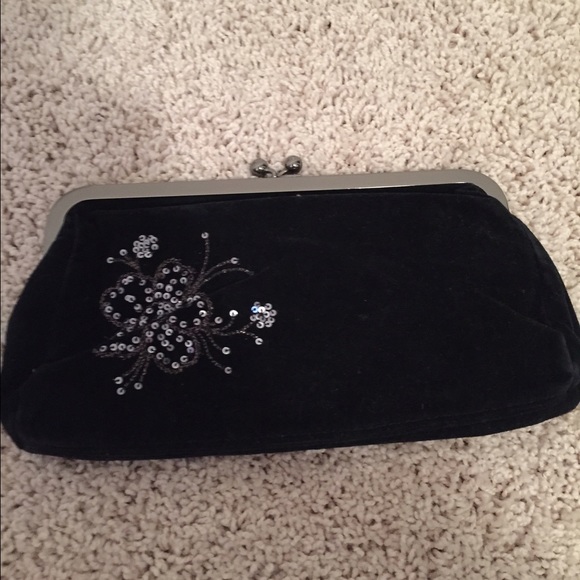Express black velvet clutch