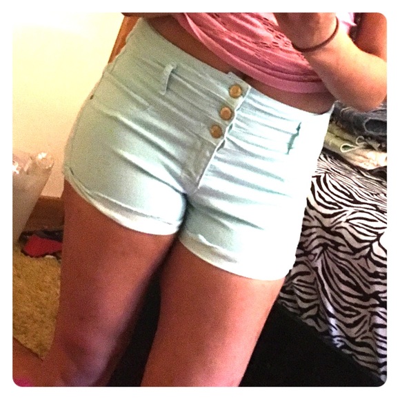 Baby blue jeans high waisted shorts