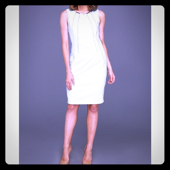 Calvin Klein white sleeveless exposed zipper