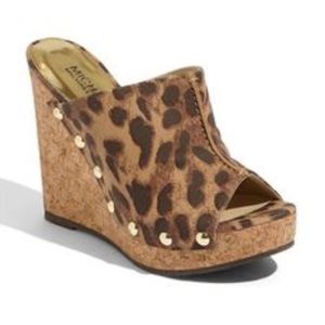 Michael Kors cork cheetah print wedges