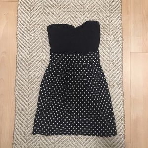 Polka dot strapless dress